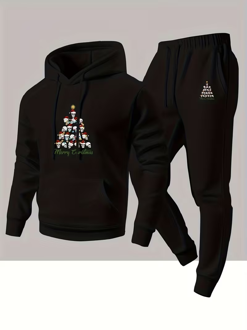 Men'S Fashion Clothing - メンズ秋冬クリスマスファッションツーピースフード付きスポーツパンツカジュアルアーバンランニングウェアデイリークリアランス服