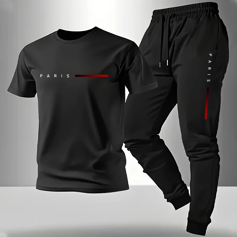 Men'S Fashion Outfits 2026 - 2026新作 メンズトラックスーツ Tシャツ＆スウェットパンツ 春夏 デイリーカジュアル スポーツ