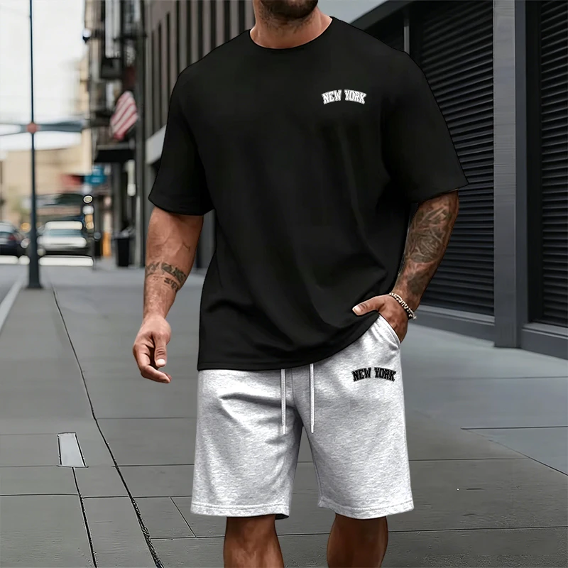 Men'S Fashion Outfits 2026 - 2026年ホットセール メンズトラックスーツ 夏用デイリーカジュアルファッション Tシャツ＆ショートパンツ ホーム/アウトドア兼用 快適で涼しい半袖セット
