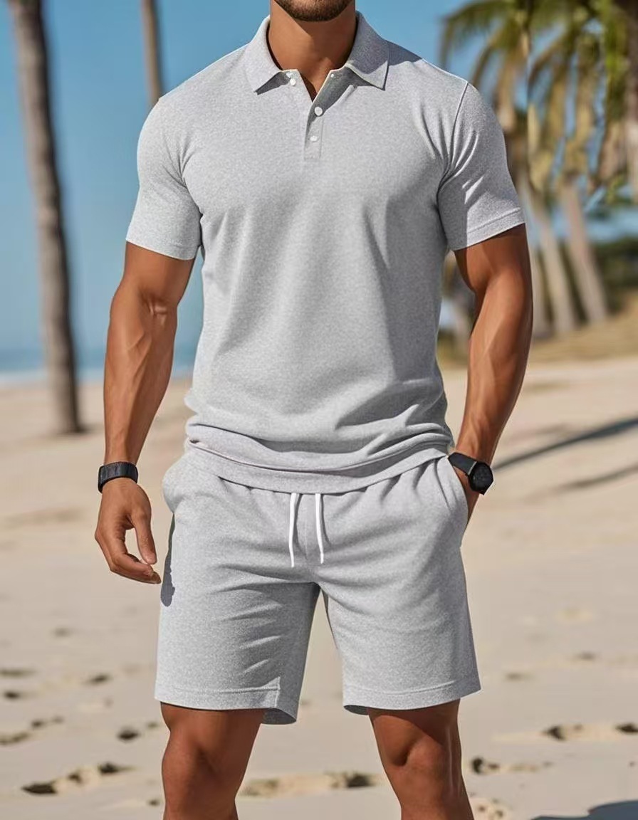 Men'S Fashion Outfits 2026 - 2026年メンズサマーポロシャツセット、カジュアルスポーツ万能スリムフィット半袖ファッションツーピースアウトフィット ﻿