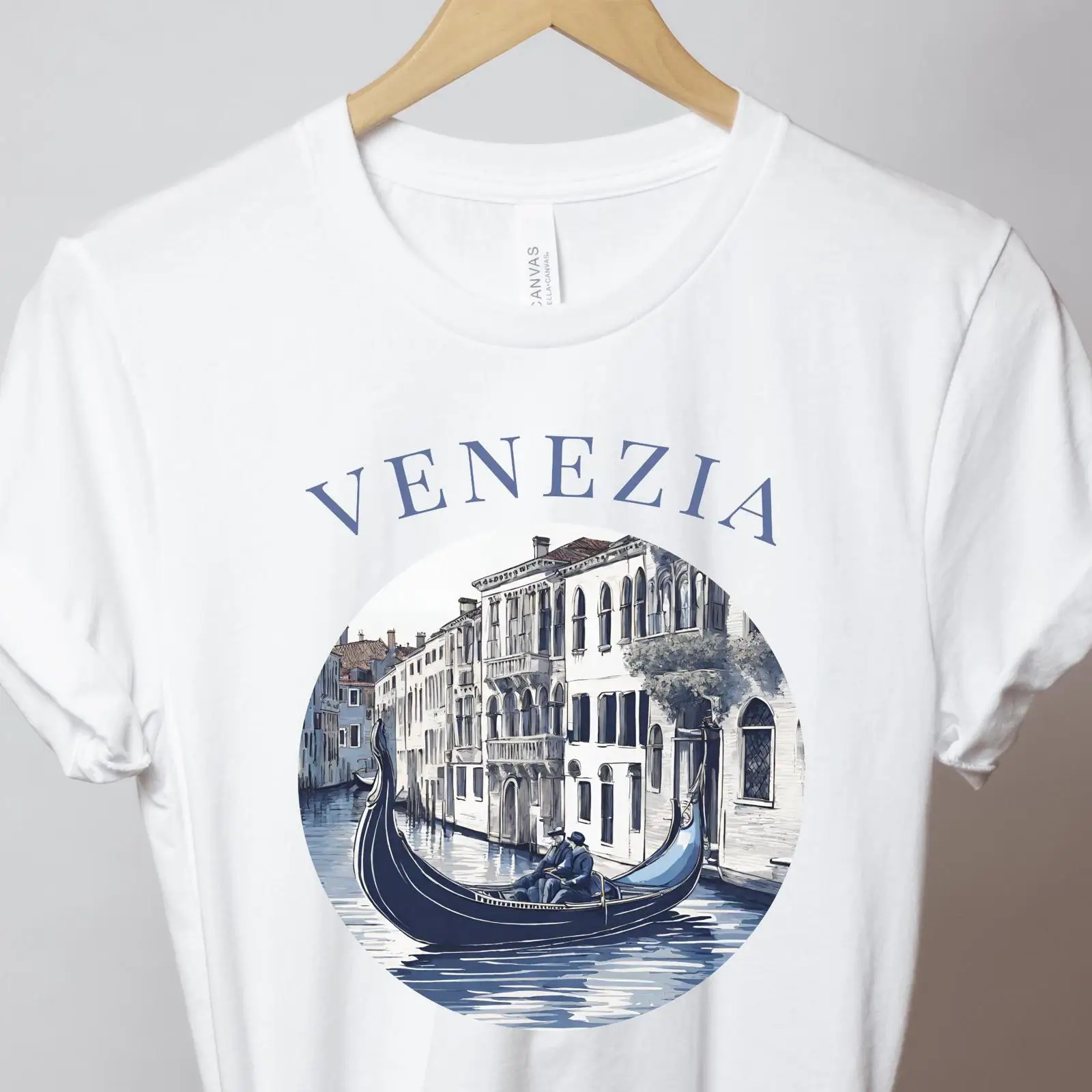 Men'S Fashion Venice Italy - ヴェネツィア Tシャツ ブルー ゴンドラ ヴェネツィア イタリア
