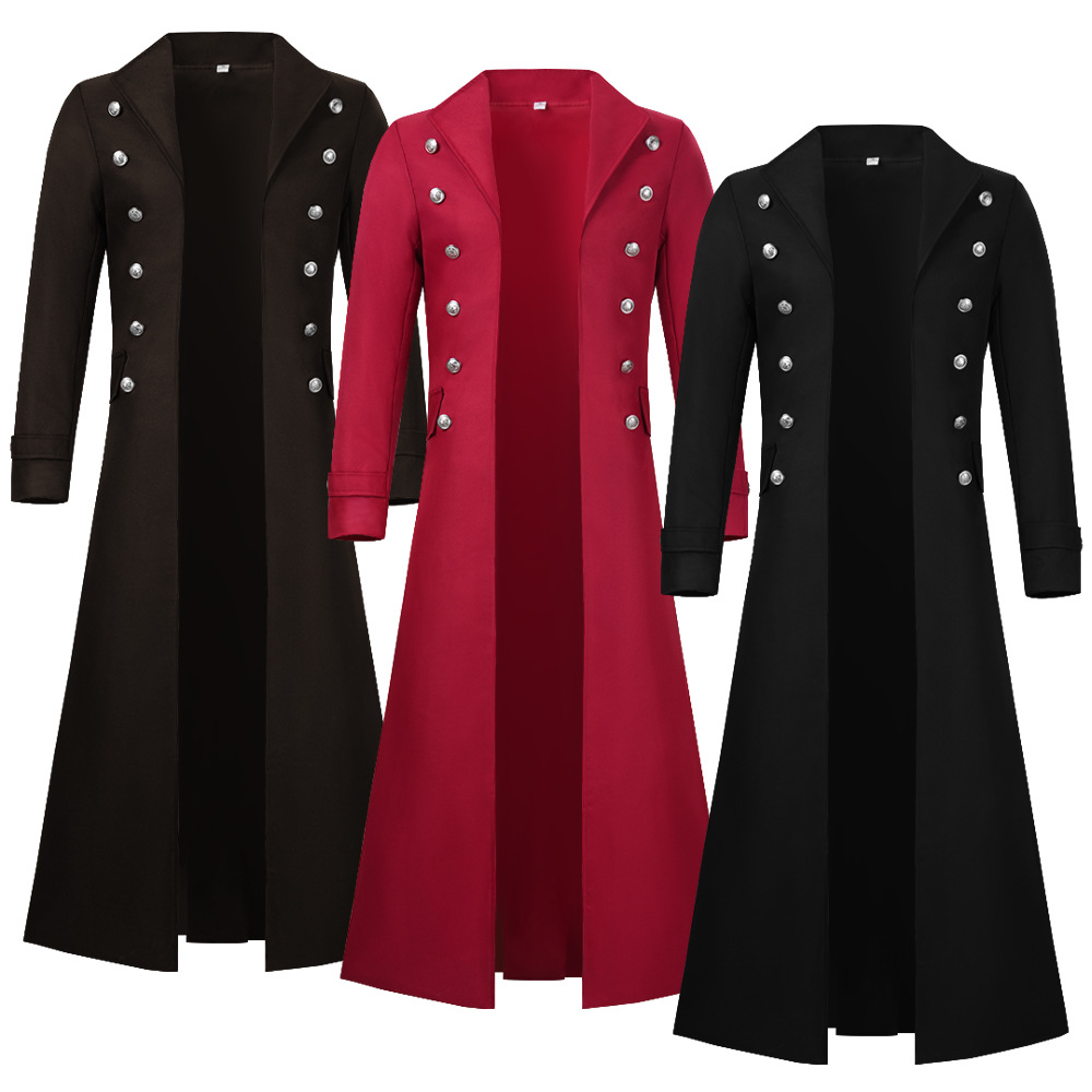 Trench Coat Men - S-2XL プラスサイズ メンズ ゴシック トレンチコート 中世