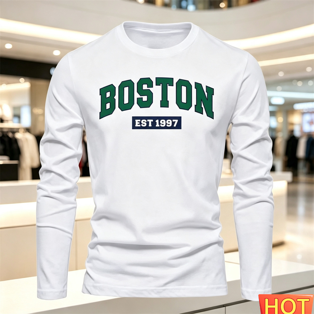 Men'S Fashion Clothing - 秋夏メンズ長袖 Tシャツレターパターンラウンドネック Tシャツ多用途 Tシャツファッション男性 y2k 服ルーズトップス
