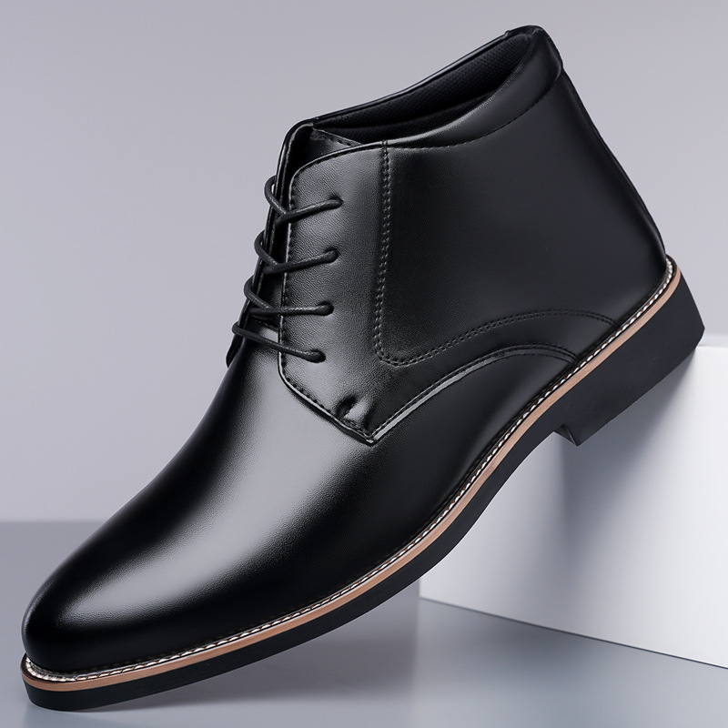 Mens Fashion Dress Shoes - メンズハイカットレザーブーツ、大きいサイズのビジネスドレスシューズ、レースアップカジュアルでおしゃれなオフィスドレスレザーシューズ