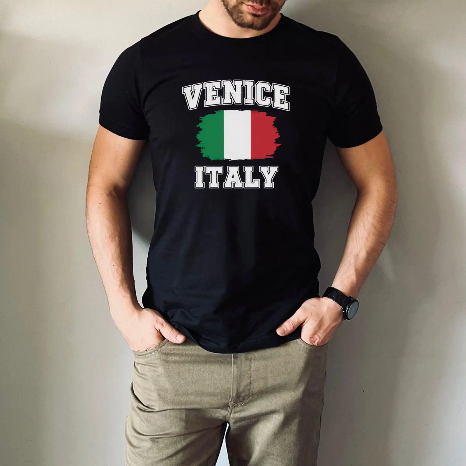 Men'S Fashion Venice Italy - ヴェネツィア イタリア Tシャツ イタリア国旗 旅行土産 ヴィンテージ
