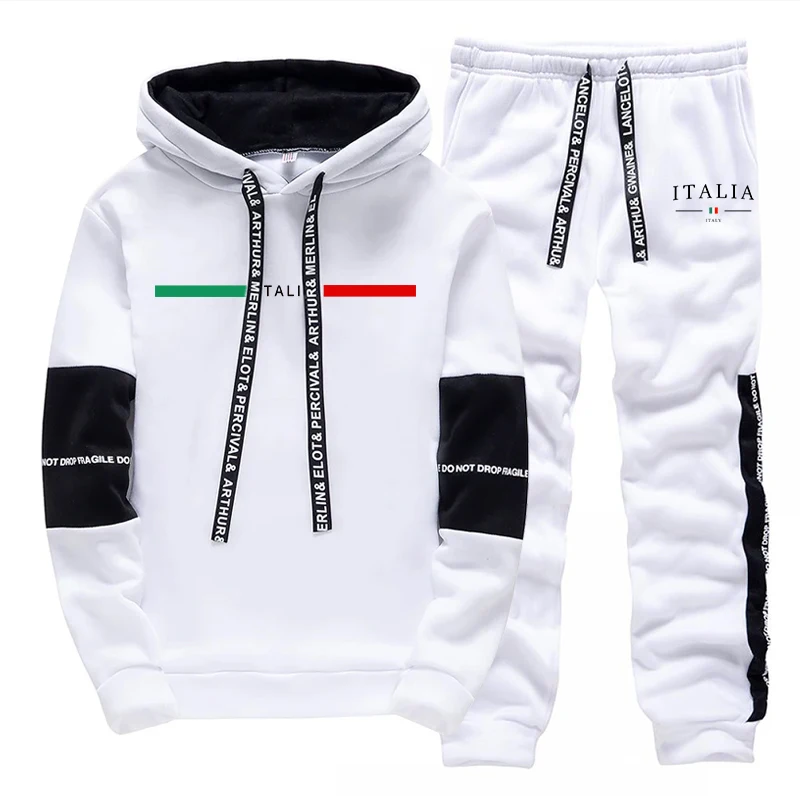 Men'S Fashion Clothing - ファッションメンズトラックスーツプリントカジュアルスウェットシャツスポーツウェアアウトドアスポーツジョギングメンズ服シングルピースパーカーパンツ2026