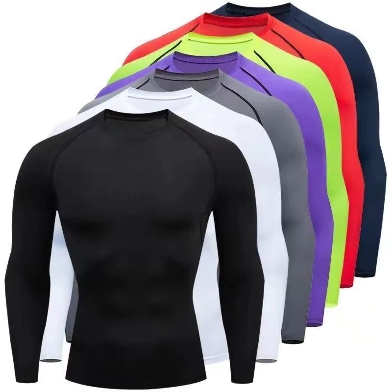 Muscle Tee Workout - 圧縮ランニングトップ男性長袖シャツ男性用ジム服速乾性スポーツウェアフィットネス Tシャツトレーニングワークアウトマッスルトップ