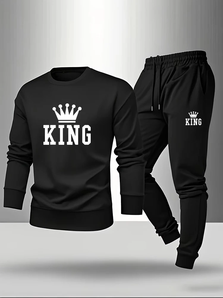 Men'S Fashion Outfits 2026 - King Pringt メンズ長袖 Tシャツ & スウェットパンツ
