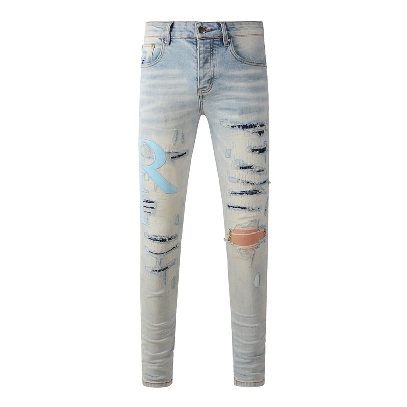 Skinny Jeans Ripped - ファッションアメリカンブランドメンズジーンズ高級ストリートウェア穴あきロングパンツ高品質男性用ストレッチスリムパンツスキニーパンツ