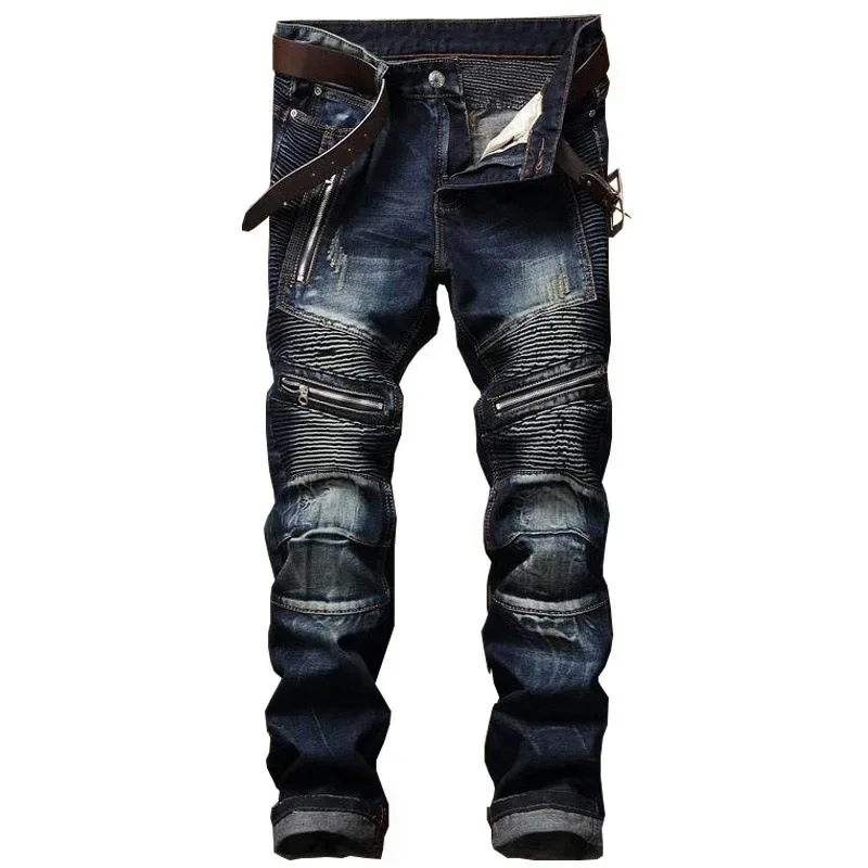 Skinny Jeans Ripped - パンクストリートスタイルリッピングスキニージーンズ男性ヴィンテージウォッシュソリッドデニムズボンメンズカジュアルスリムフィットペンシルデニム穴パンツ
