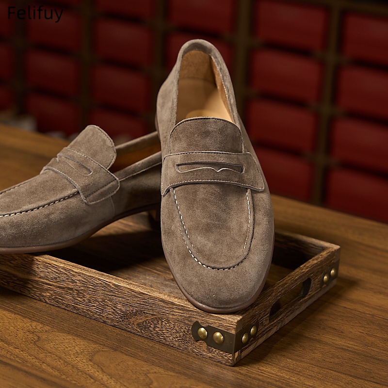 Mens Fashion Dress Shoes - メンズ快適軽量カジュアルローファーシューズ本革ドレスシューズスリッポンフラットファッションビジネスシューズモカシン