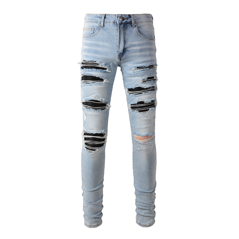 Skinny Jeans Ripped - メンズバイカースタイルの黒のプリーツパッチ,ストリートウェア,軽くて伸縮性のあるパンツ,スリムなフォークリフト