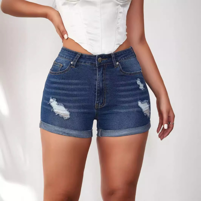 Skinny Jeans Ripped - 上質な女性用ジーンズハイウエストパンツ裂けデニムパンツ2025夏ファッションパーティーセクシーストレッチロールスキニージーンズパンツ痩身通気性のある快適な生地若い女性ファッション必要百合ショート丈ジーンズ定番大人気質日常快適な着こなし大衆のあらゆる場面に適した軽やかなコーディネートであなたの着こなしをより自由自在に