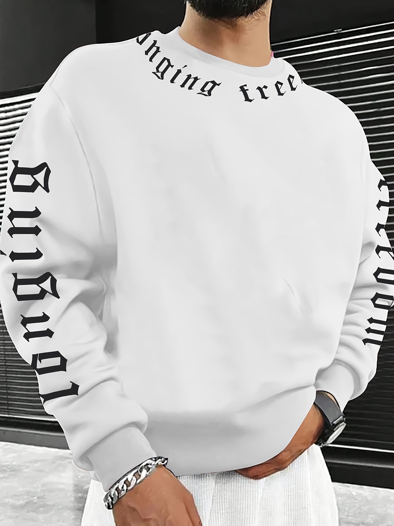 2026年秋冬メンズレタープリントラウンドネックスウェットシ - Men'S Fashion Clothing のレビューと価格