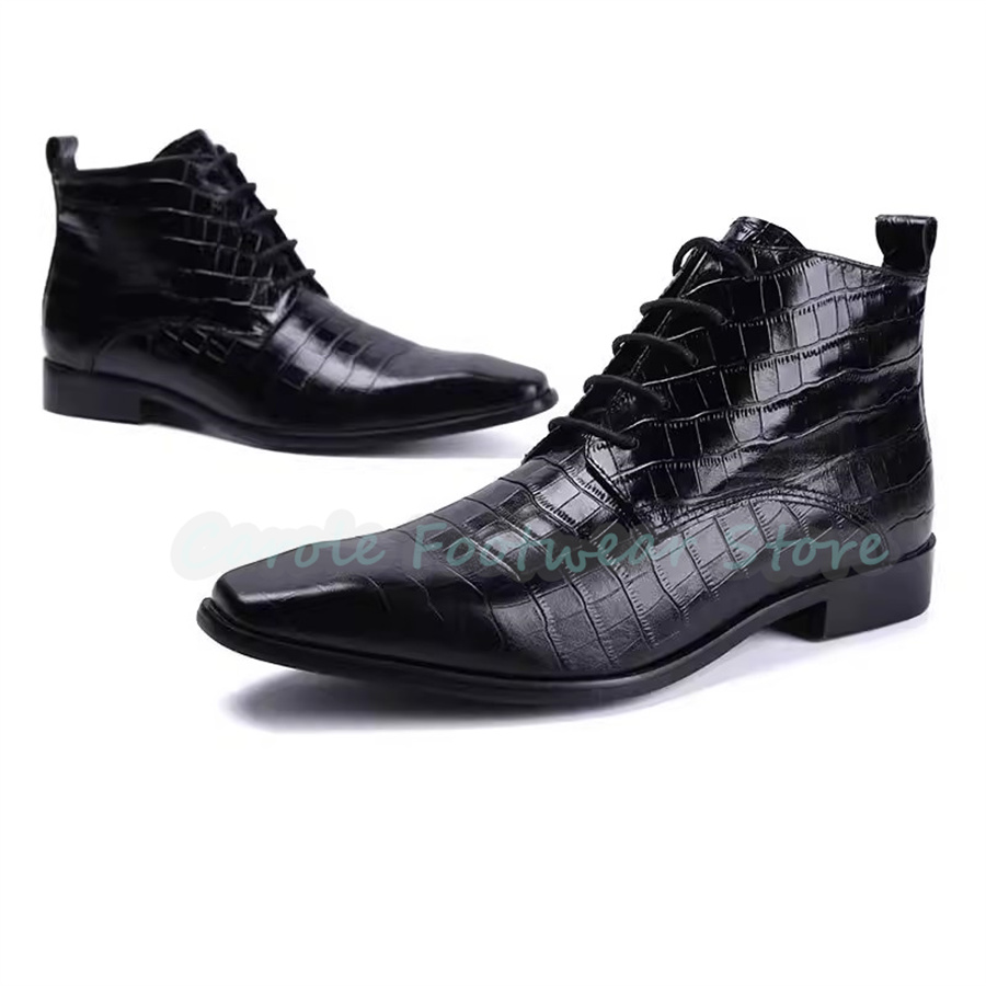 ファッション本革アンクルブーツ男性用ポインテッドトゥチャンキ - Mens Fashion Dress Shoes のレビューと価格