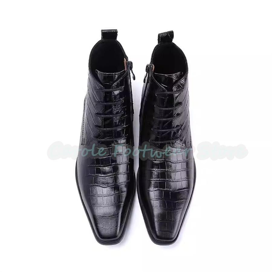 ファッション本革アンクルブーツ男性用ポインテッドトゥチャンキ - Mens Fashion Dress Shoes のレビューと価格