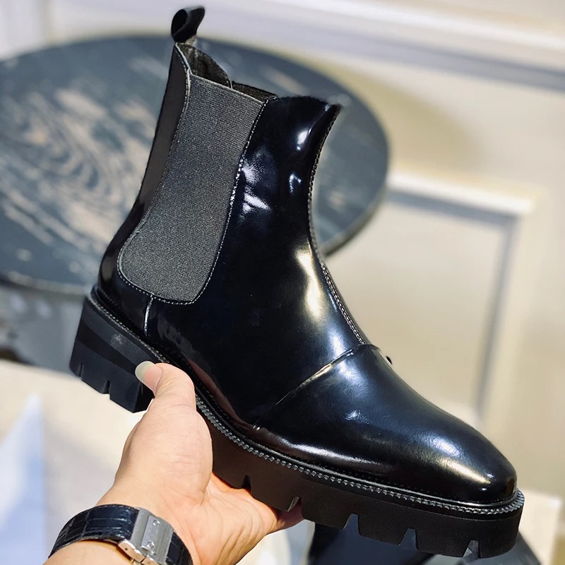 新作ファッション ブラック チェルシーブーツ メンズ スクエ - Mens Fashion Dress Shoes のレビューと価格