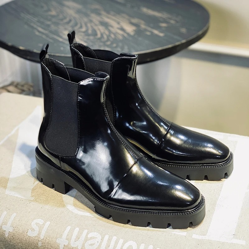新作ファッション ブラック チェルシーブーツ メンズ スクエ - Mens Fashion Dress Shoes のレビューと価格