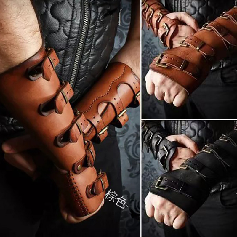 中世バイキングリストバンドガントレット腕甲アームカフ鎧スチー - Men'S Fashion Gloves のレビューと価格