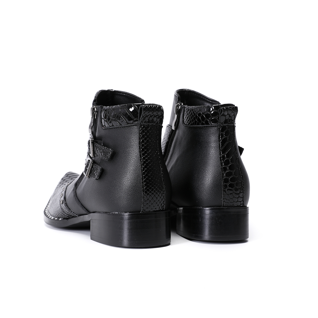 ファッションリベットポインテッドトゥメンズ本革オートバイアン - Mens Fashion Dress Shoes のレビューと価格