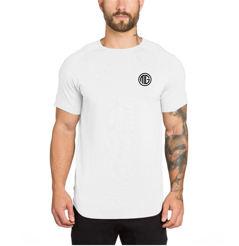 夏用メンズ半袖コットン通気性クルーネックジムワークアウトマッ - Muscle Tee Workout のレビューと価格