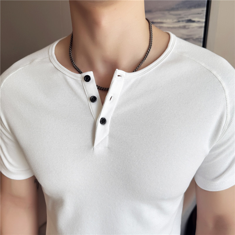 メンズスリムフィットヘンリーネックTシャツ - 夏用半袖リブ - Muscle Tee Workout のレビューと価格