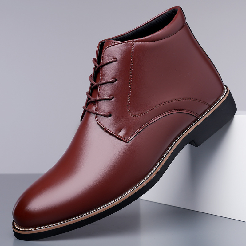 メンズハイカットレザーブーツ、大きいサイズのビジネスドレスシ - Mens Fashion Dress Shoes のレビューと価格
