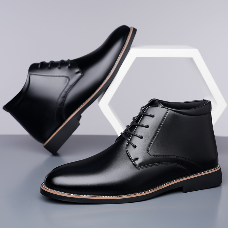 メンズハイカットレザーブーツ、大きいサイズのビジネスドレスシ - Mens Fashion Dress Shoes のレビューと価格