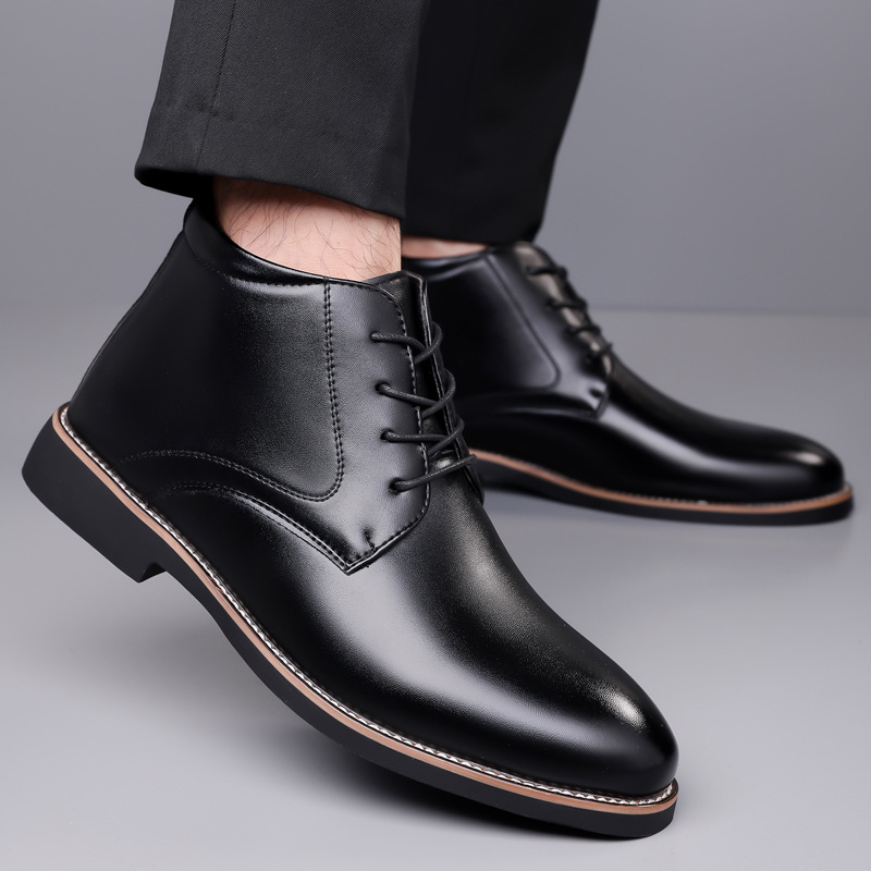 メンズハイカットレザーブーツ、大きいサイズのビジネスドレスシ - Mens Fashion Dress Shoes のレビューと価格