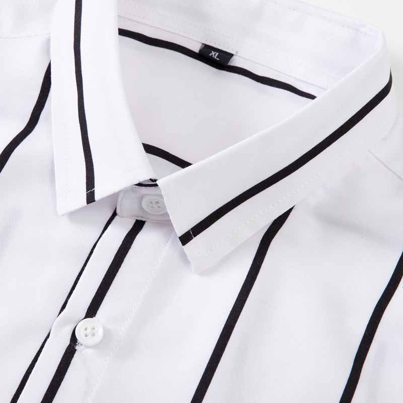 メンズストライプドレスシャツ長袖スリムフィットフォーマルビジ - Men'S Fashion Clothing のレビューと価格