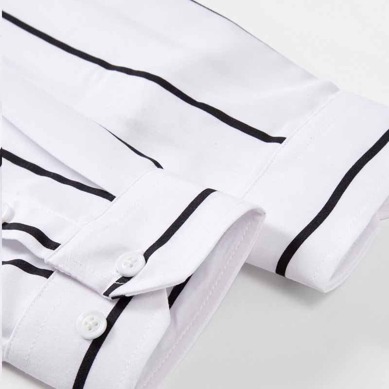 メンズストライプドレスシャツ長袖スリムフィットフォーマルビジ - Men'S Fashion Clothing のレビューと価格
