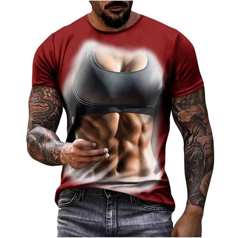 新しい面白い筋肉パターン 3D プリントメンズ半袖 Tシャツ - Muscle Tee Workout のレビューと価格