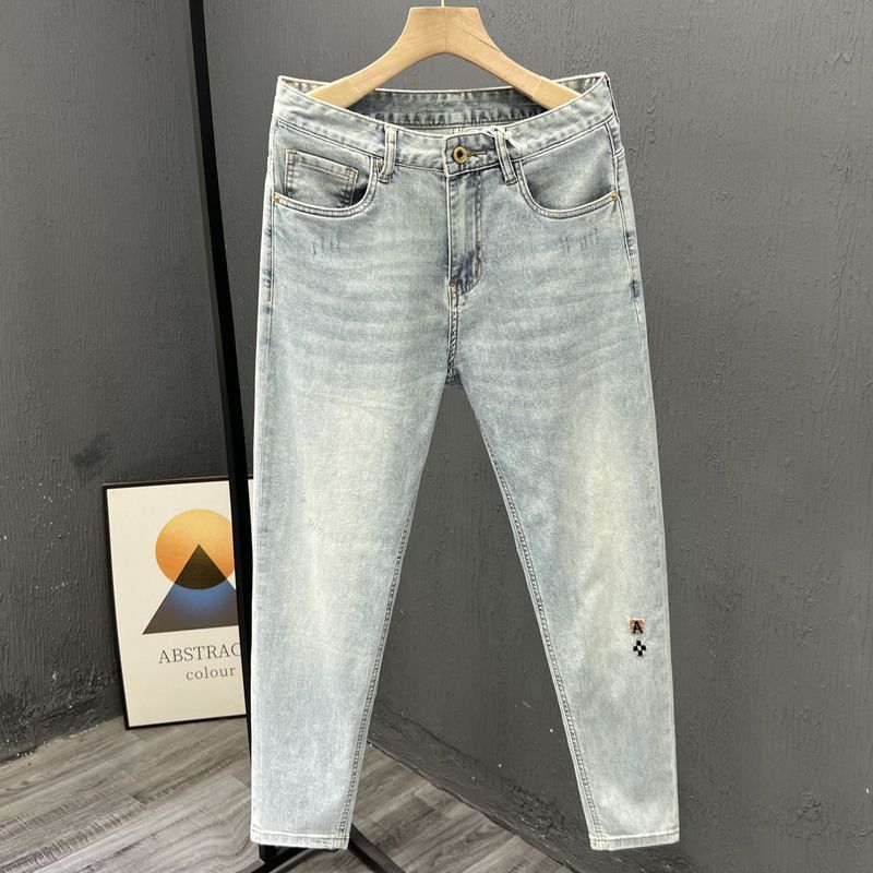メンズデニムジーンズ,エレガントな新しいファッションパンツ, - Skinny Jeans Ripped のレビューと価格