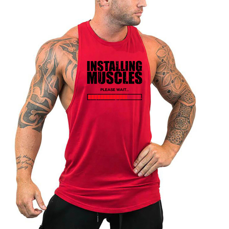筋肉のインストールお待ちくださいプリントベストジムフィットネ - Muscle Tee Workout のレビューと価格