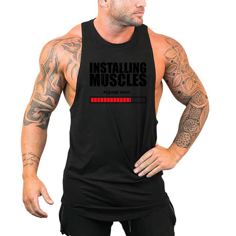 筋肉のインストールお待ちくださいプリントベストジムフィットネ - Muscle Tee Workout のレビューと価格