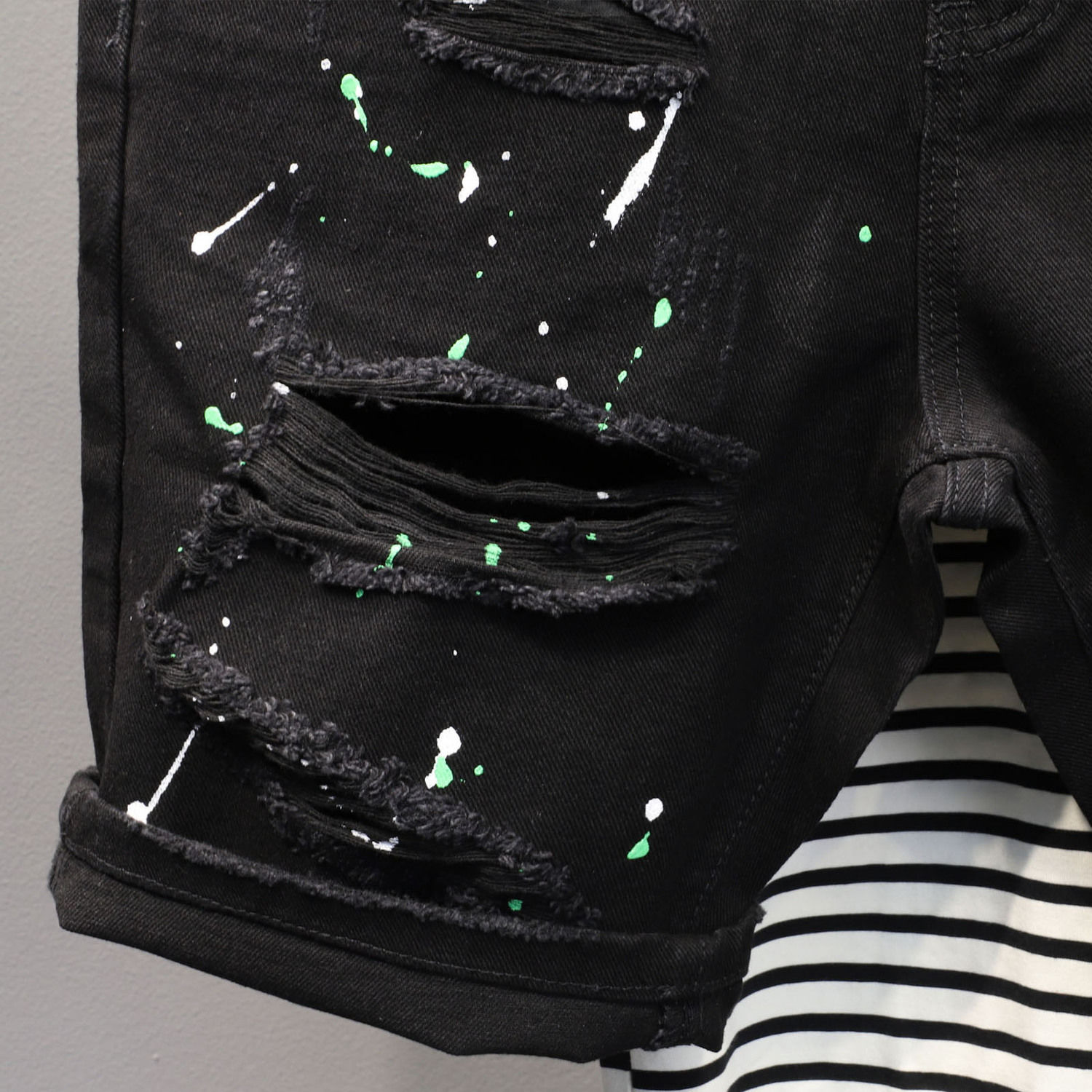 スキニーショートジーンズパンツ男性用ブラックリッピングマンデ - Skinny Jeans Ripped のレビューと価格
