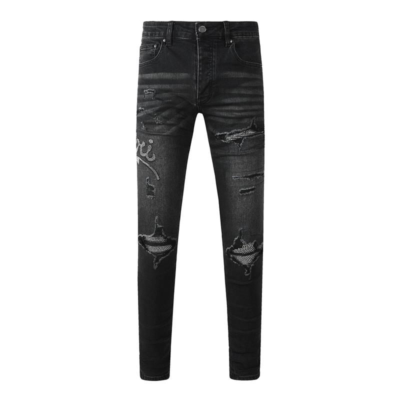 ファッションアメリカンブランドメンズジーンズ高級ストリートウ - Skinny Jeans Ripped のレビューと価格