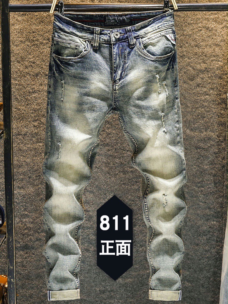 弾性歳パンツ男性のジーンズ2022新秋冬スリム足リッピングヒ - Skinny Jeans Ripped のレビューと価格