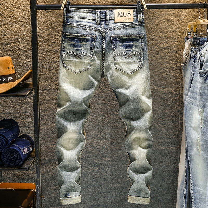 弾性歳パンツ男性のジーンズ2022新秋冬スリム足リッピングヒ - Skinny Jeans Ripped のレビューと価格