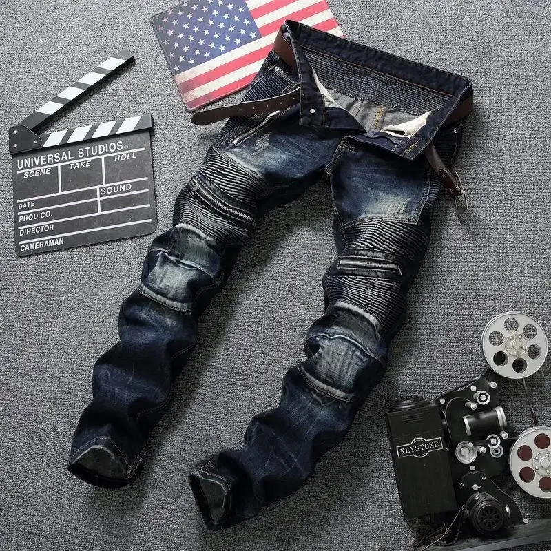 パンクストリートスタイルリッピングスキニージーンズ男性ヴィン - Skinny Jeans Ripped のレビューと価格