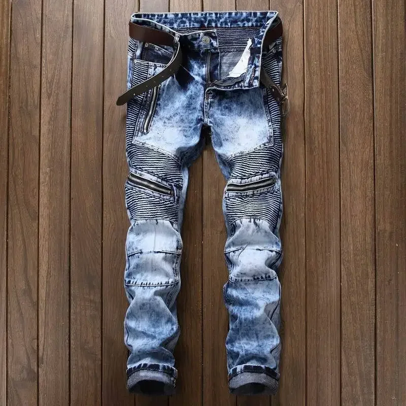 パンクストリートスタイルリッピングスキニージーンズ男性ヴィン - Skinny Jeans Ripped のレビューと価格
