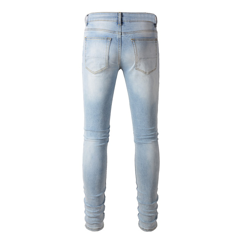 メンズバイカースタイルの黒のプリーツパッチ,ストリートウェア - Skinny Jeans Ripped のレビューと価格