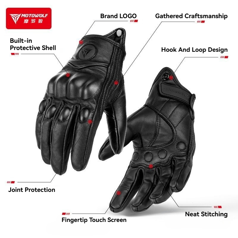 MOTOWOLF オートバイグローブ メンズ レザー ライデ - Men'S Fashion Gloves のレビューと価格